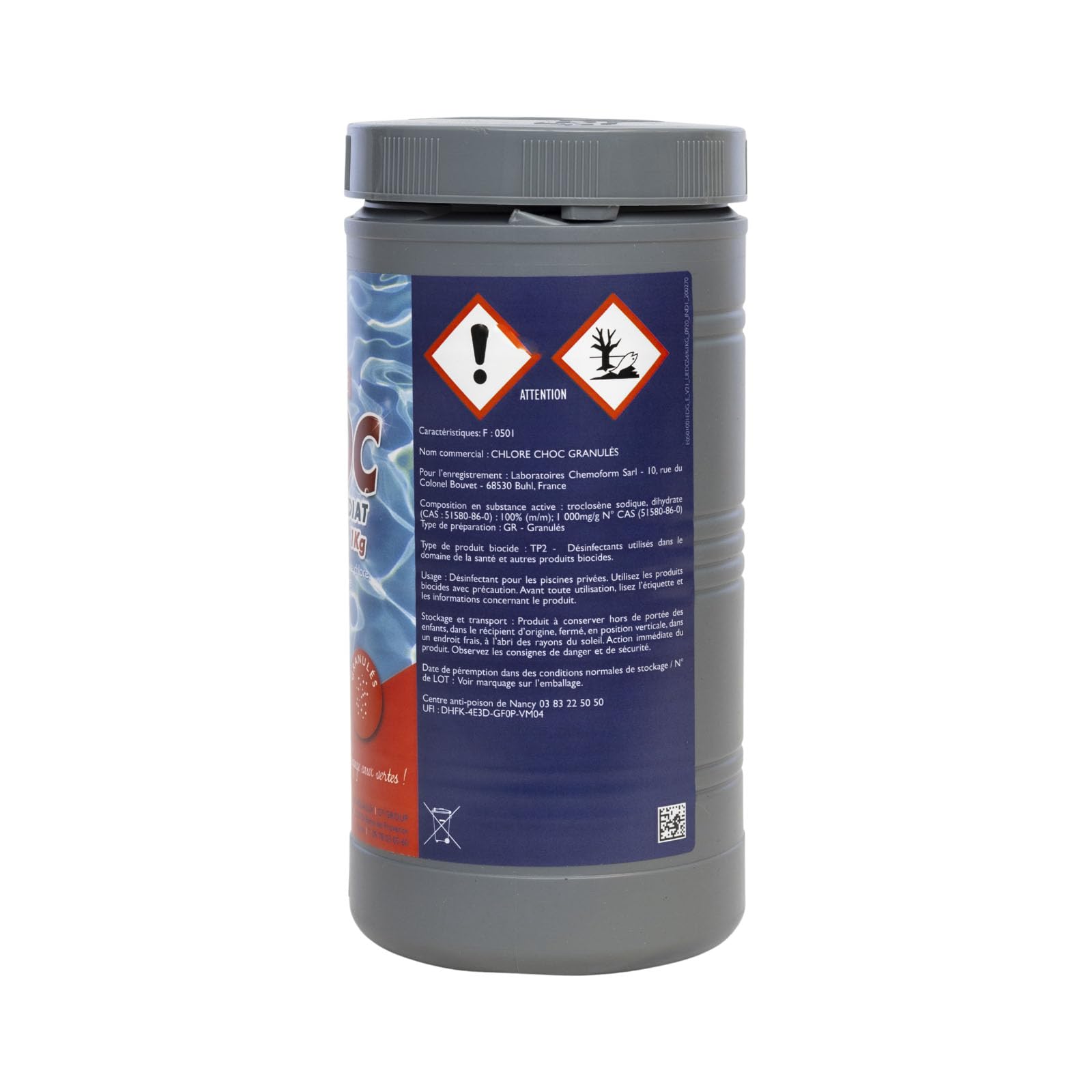 EDG EDENEA - Chlore Choc (Chlore Rapide) Piscine - Spécial Eau Verte - Effet Immédiat - Granulés - Boite 1 kg - Gamme by Aqualux