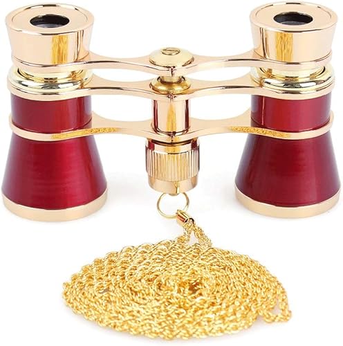 CZDYUF - Lentes de ópera plegables clásicos de 3 x 25 pulgadas cuerpo de metal con cadena lente óptica telescopio de teatro diseño retro regalos
