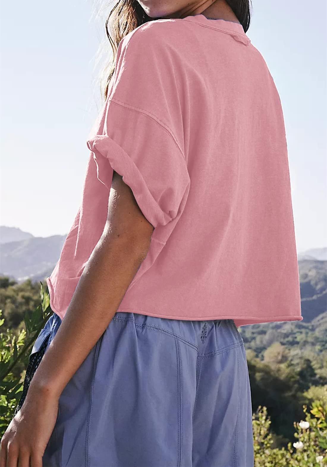 Airmood Oversize Allenamento Crop Tshirt Top Oversize Casual Basic Loose Fitted Tees T-shirt