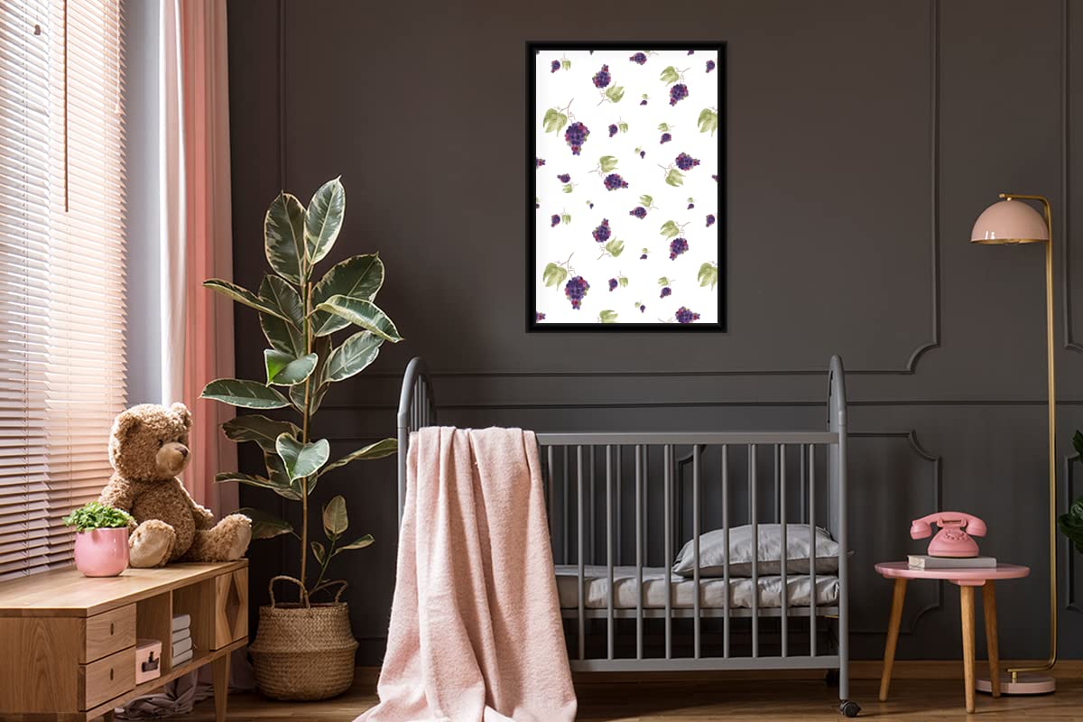 MuchoWow Poster Bilder Wanddeko Deko Wohnzimmer 80x120 cm Weintrauben - Blätter - Schablonen