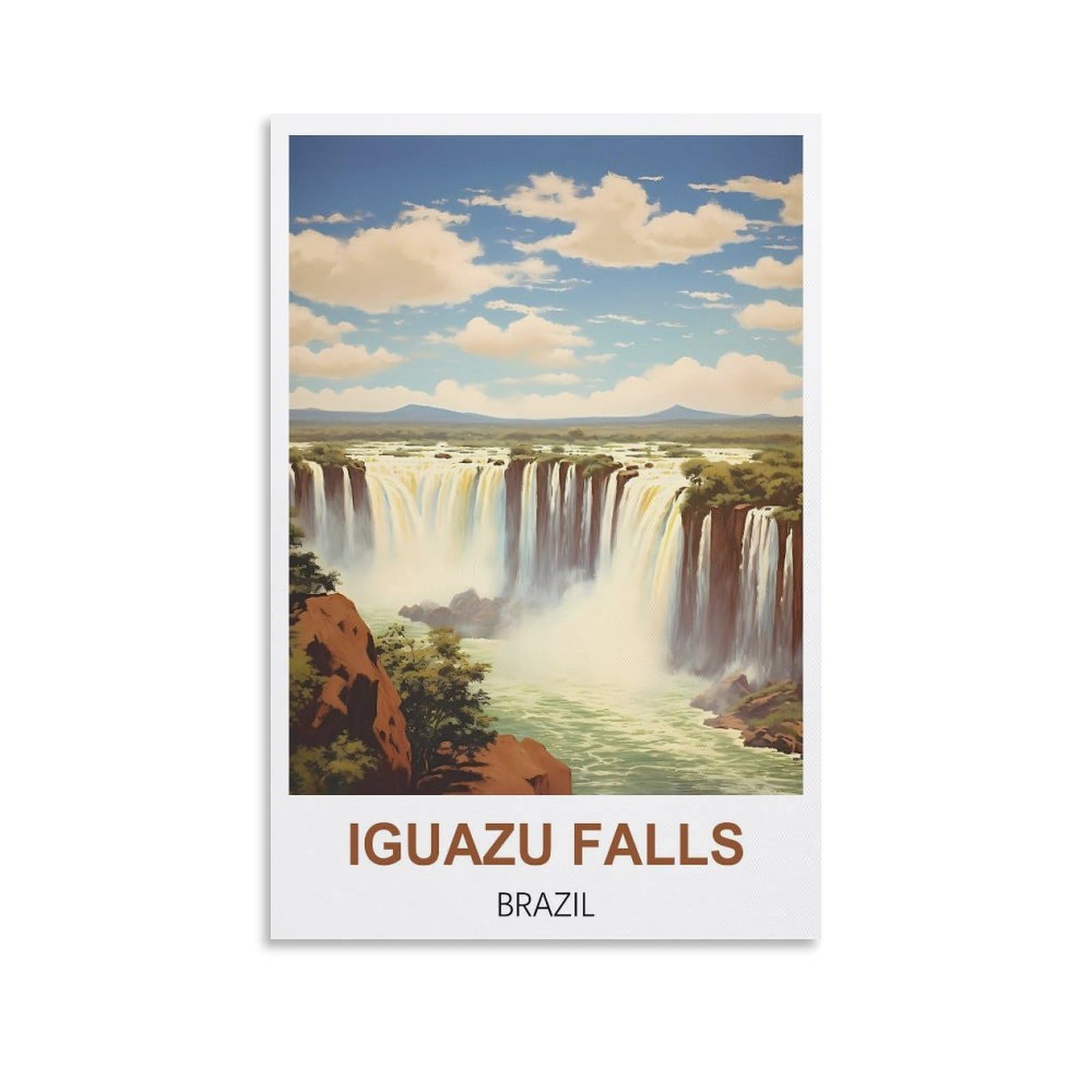 Hsayyiii Unframe-Style Iguazu Falls Brazil Vintage Travel Poster 08X12inch(20X30cm) Canvas Art Poster And Wall Art Picture Print Bedroom Decor