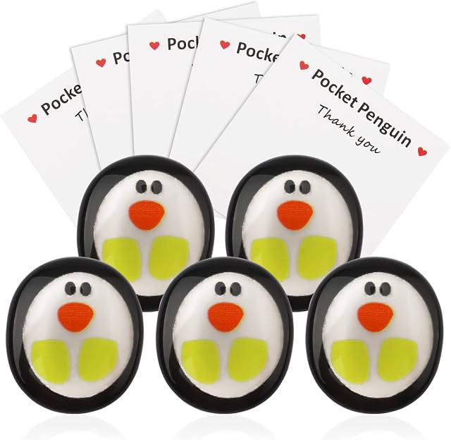 5pcs Mini Animal Pocket Hug Penguin, Cute a Little Pocket Penguin Hug Me with Encouraging Greeting Card Mini Penguin Toy Ornament Decoration Gift for Encouragement
