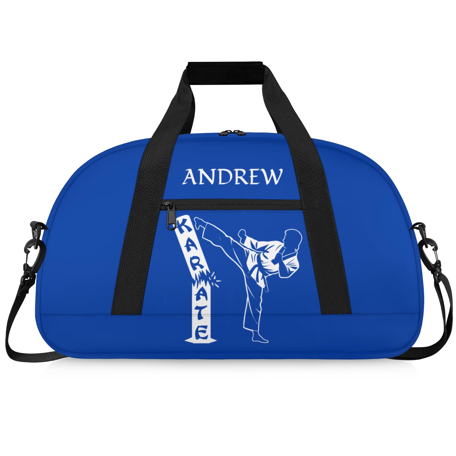 Martial Arts Training Duffle Bag | Personalised Taekwondo Karate Boxing Gym Bag for Men & Kids | Custom Name Water-Resistant Sports Holdall for Gear & Gloves, Karate Navy