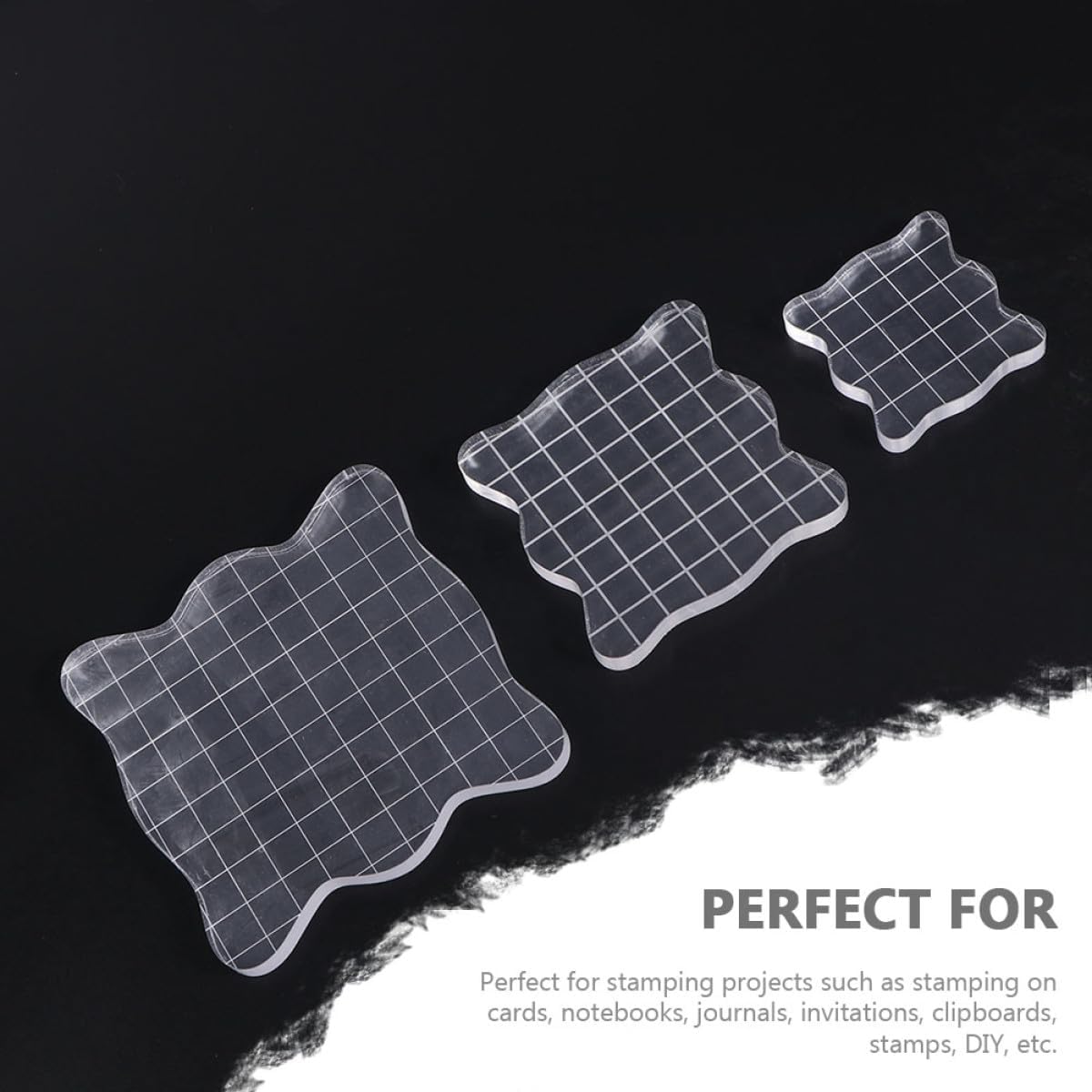 2 Pieces Acrylic Stamping Blocks 5x5 7.5x7.5 Cm Stamp Plates for DIY Scrapbooking and Card Making Craft Tools