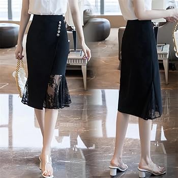 Amazon.com: Elegant High Waist Irregular Lace Stitching Midi Amazon.com: Elegant High Waist Irregular Lace Stitching Midi