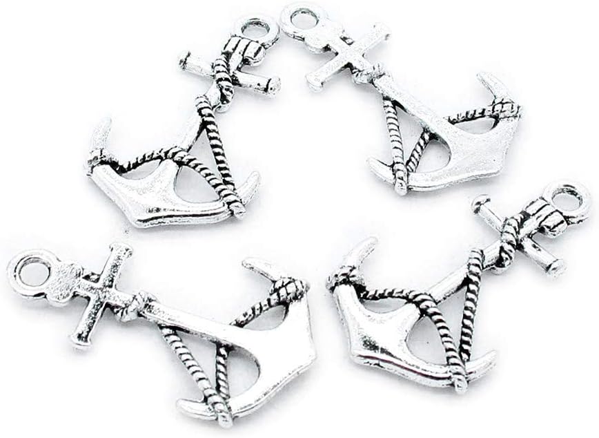 450 Pieces Antique Silver Tone Jewelry Charms Suppliers Arts Crafts Making Beading Findings Crafting G2XN8N Boat Anchor