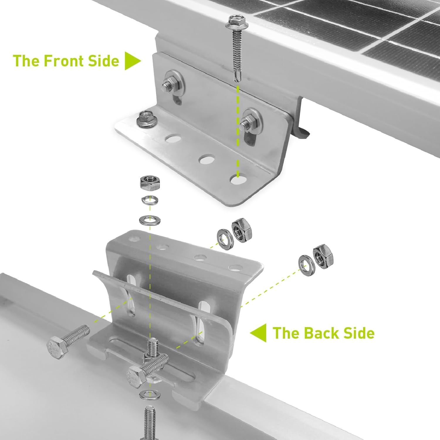 Newpowa Solar Panel Mounting Curved Z Bracket with Nuts and Bolts Supporting for RV, Boat, Wall, Off Grid Roof Installation A Set of 4 Sliver Aluminum(1 Set)