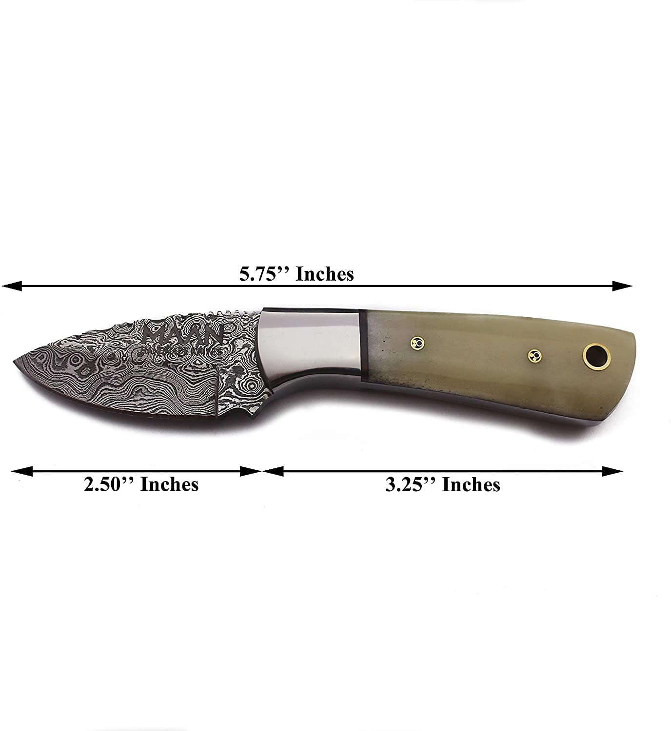 MAAN Handmade Damascus Fixed Blade Knife with Bone Handle Survival