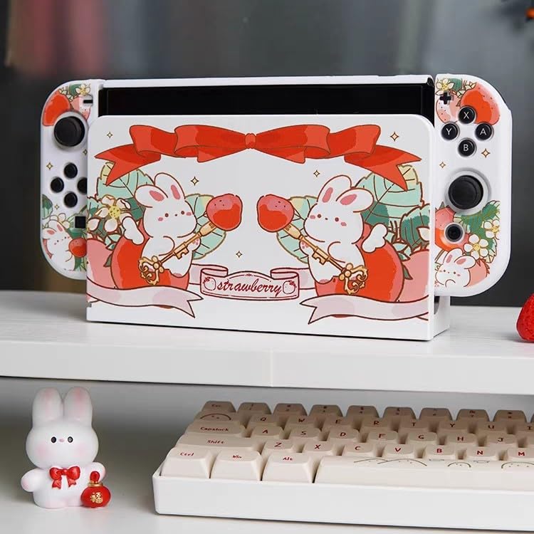 Amazon.com: Kiloluv Strawberry Rabbit Switch OLED Protective Case