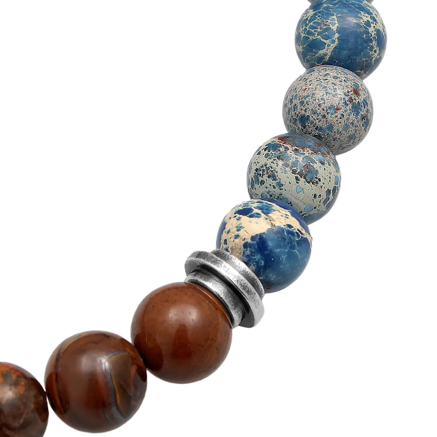 Kuzzoi Buddha Herren Armband Naturstein Perlen 8 mm und 925 Silber Beads