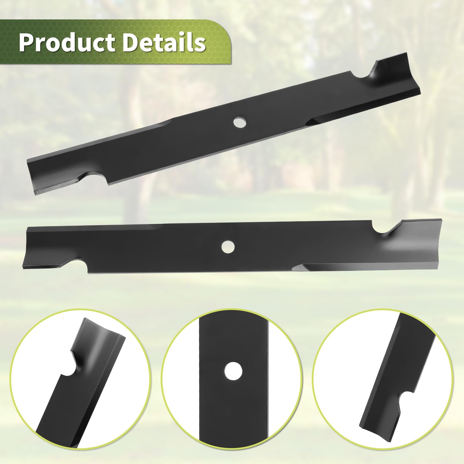 Cuchillas para cortacésped 115-9649-03 compatibles con Ex Mark, T oro, Titan ZX MX 6000 Time Cutter 6000, cuchillas de alta elevación sustituyen a 105-7718-03, 115-9649, 133-2127, se adapta a