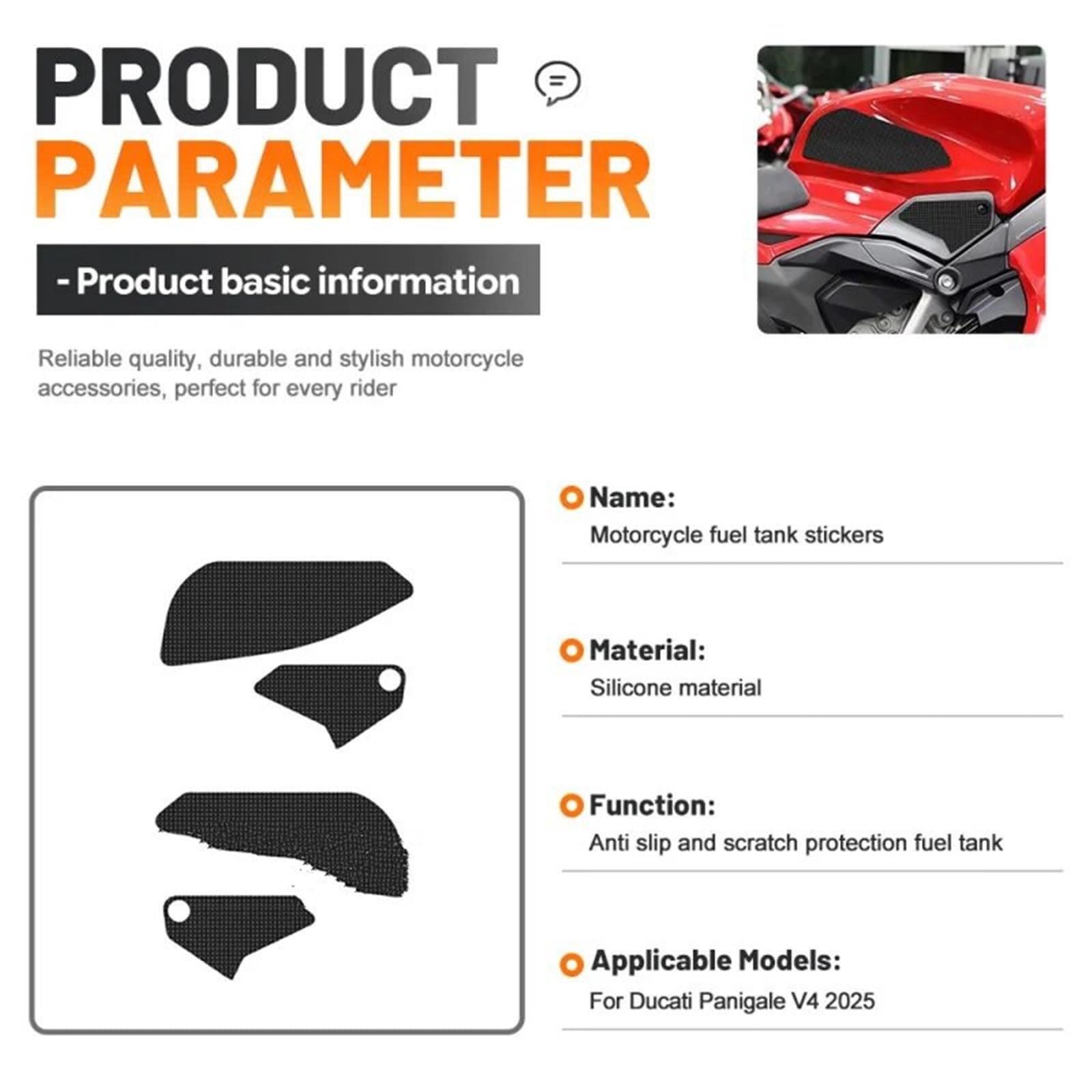 Adatto per Ducati Panigale V4 V4S /SP2 2025 Ginocchiere antiscivolo protezione forcella(A)