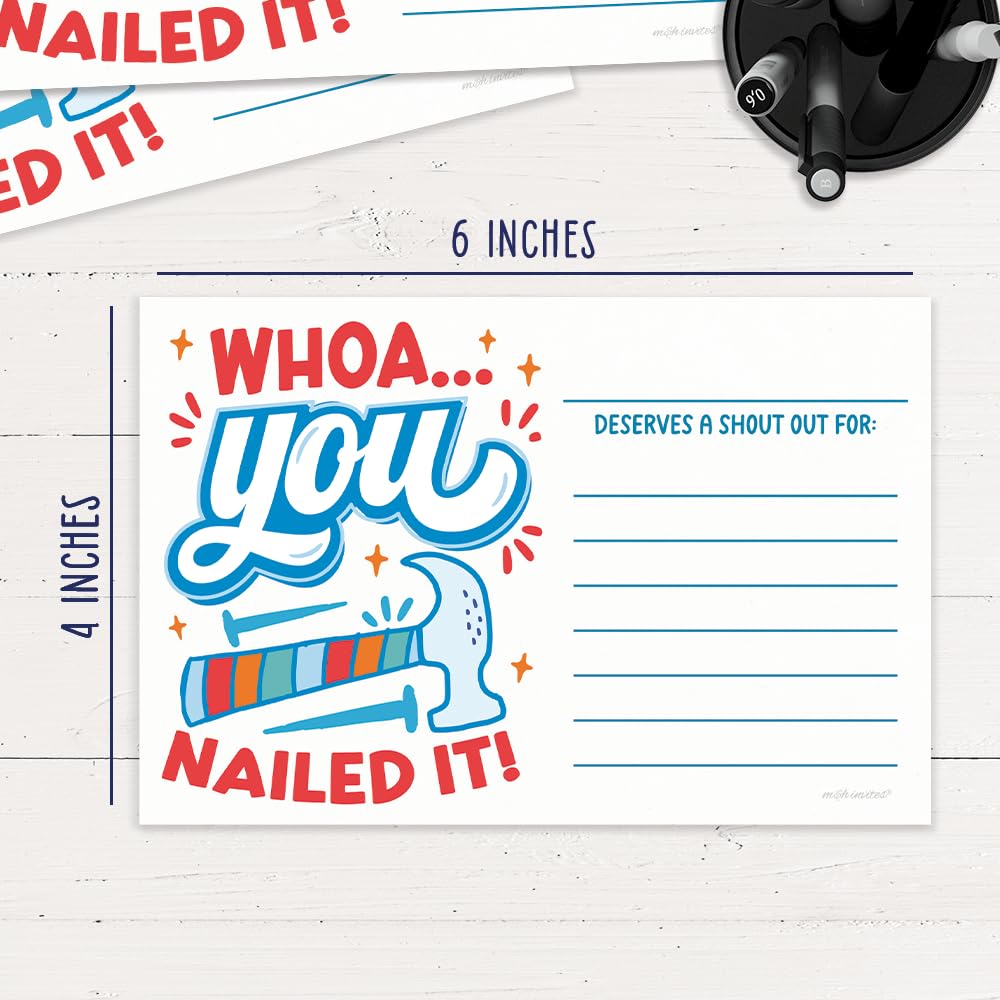 m&h invites Funny You Nailed It - Tarjetas de agradecimiento para profesores, estudiantes, compañeros de trabajo y empleados, tarjetas de aliento de Kudos, notas de reconocimiento para tablones de
