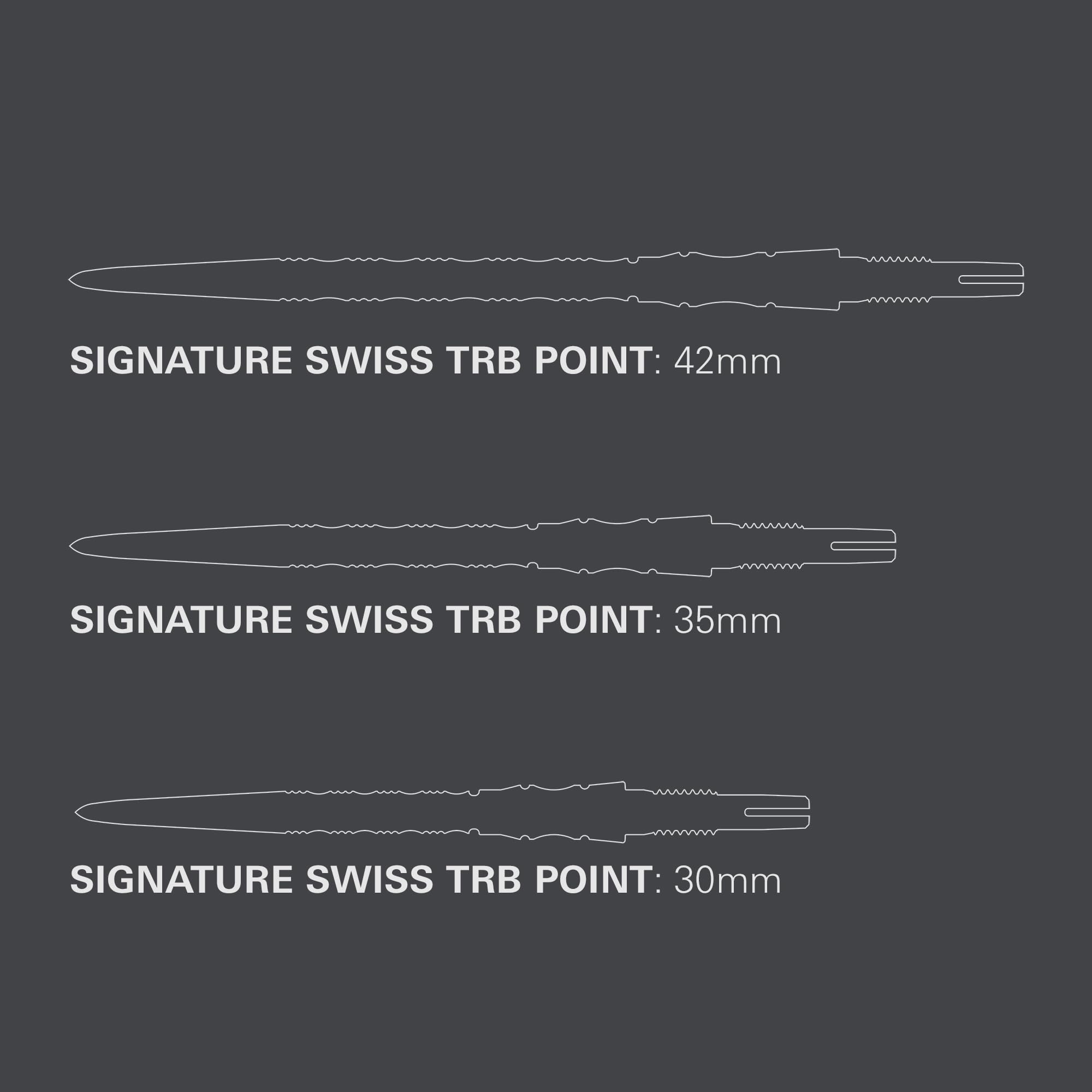 Target Darts Signature Swiss Point TRB | 3er-Set Spitzen | 30 mm/35 mm/42 mm – Gold/Silber/Schwarz | Dartspitzen austauschen, Swiss Point-Technologie, professionelles Dartzubehör