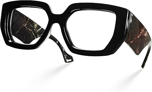 Laemzinv LA022 - Lentes de luz azul para mujer, marco cuadrado de acetato grueso de gran tamaño, para gafas de computadora y juegos