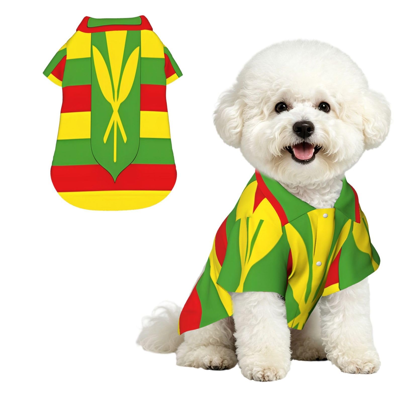Dog Hawaiian Shirt Summer - Cute Tropical Pet Clothes For Small Dogs Cats - Lightweight Beach Outfit Native Hawaiian Flag
