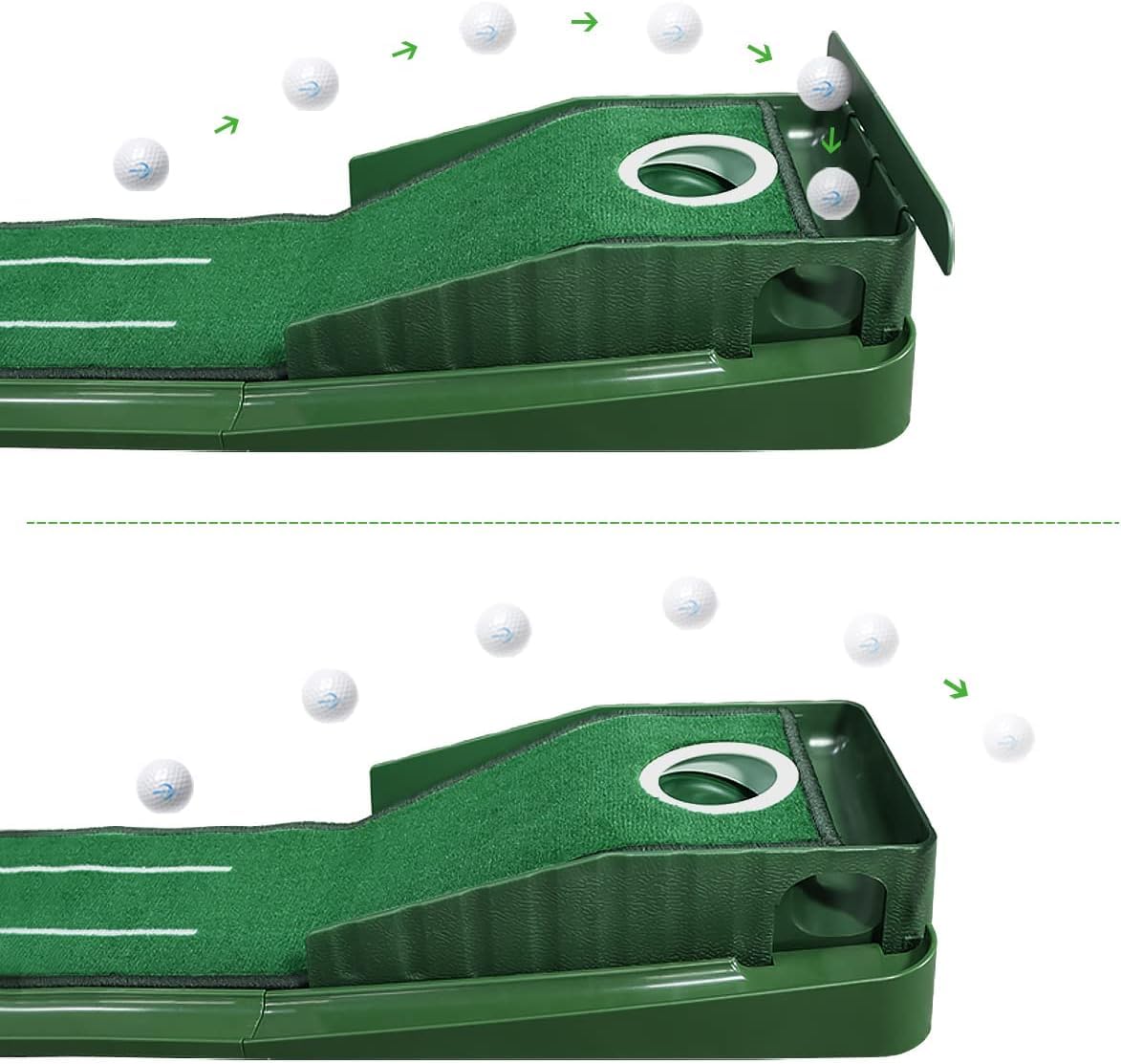 juego de putting green interior, tapete largo con retorno automático, ideal para oficina y casa