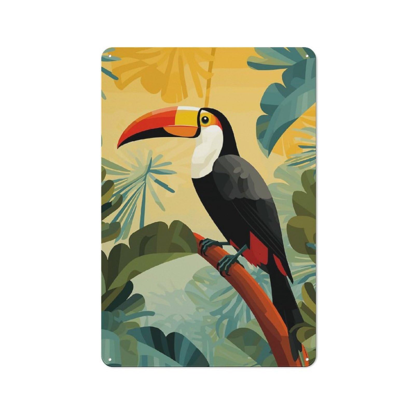 Junmoney Toucan In Tropical Jungle For Hallway Wall, Vintage-Inspired Metal Sign 30X20cm, A Moving-Home Gift For Collectors Of Tin Signs
