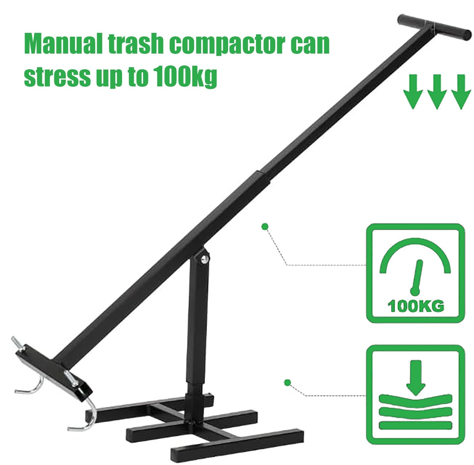 Compactador de basura, compactador manual de basura sin contacto, triturador de basura de placa con mango ajustable, triturador de basura portátil for el hogar, la cocina, el jardín, el restau