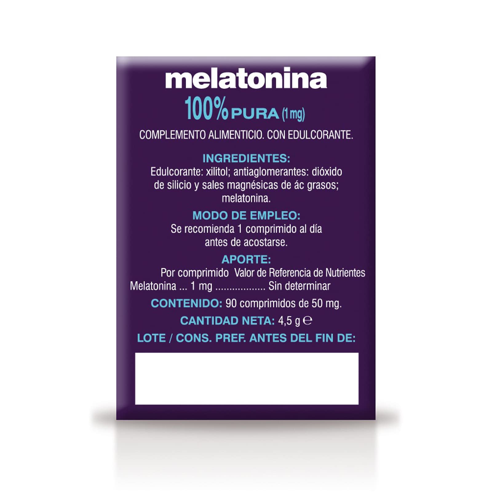 SoriaNatural - Melatonina - Complemento alimenticio - Regulacion del sueño, insomnio - 90 comprimidos - Jet-lag - Antiedad
