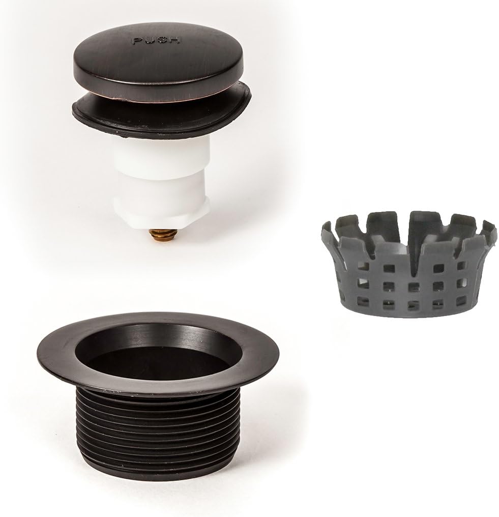PF WaterWorks Toe Touch (Foot Actuated) Bath Tub Drain Assembly with Gasket - Coarse Thread 11.5 Threads Per Inch - Free Hair Catcher/Strainer;Oil Rubbed Bronze; PF0920-ORB-TT-C