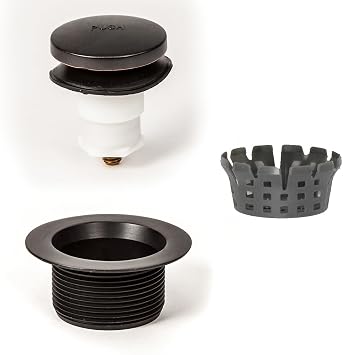 PF WaterWorks Toe Touch Foot Actuated Bath Tub Drain Assembly with Gasket - Coarse Thread 11.5 Threads Per Inch - Free Hair Catcher/Strainer;Oil Rubbed Bronze; PF0920-ORB-TT-C