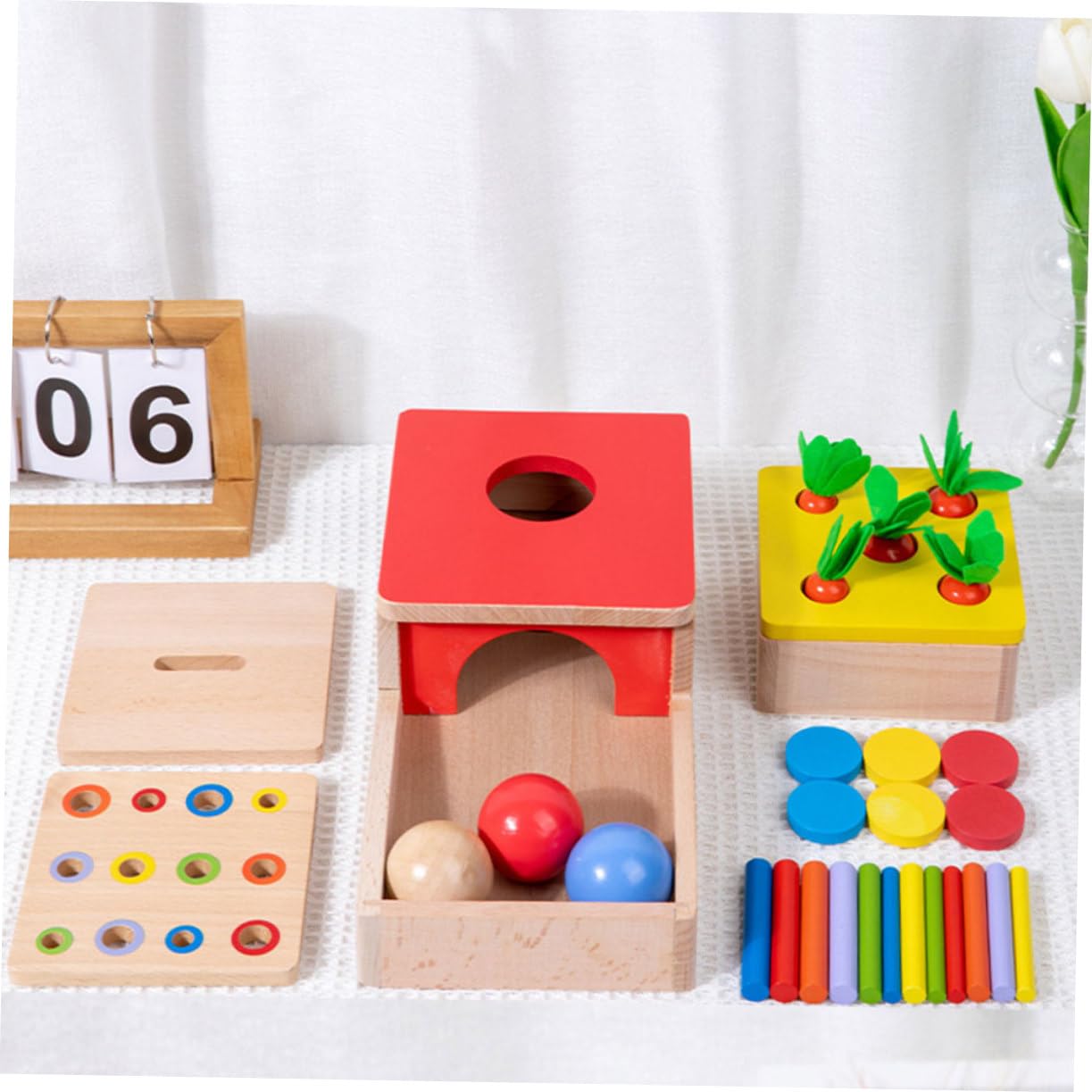 Juguete Montessori de Madera para Educativo de Coordinación Mano Desarrollo Habilidades Motoras Finas para Preescolar