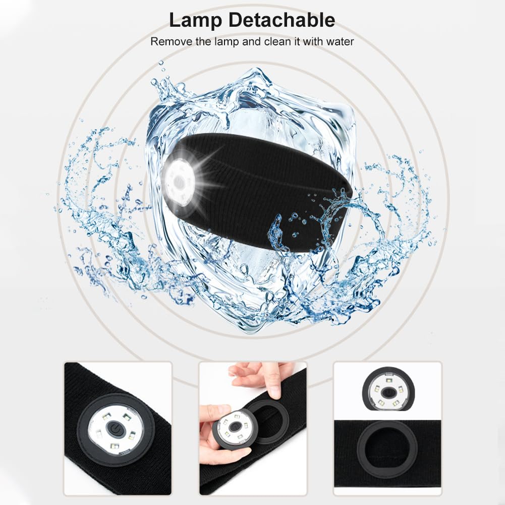 Yuraigm Fascia Per Capelli LED Ricaricabile – Luce Frontale Per Sport, Corsa, Campeggio, Uomo/Donna
