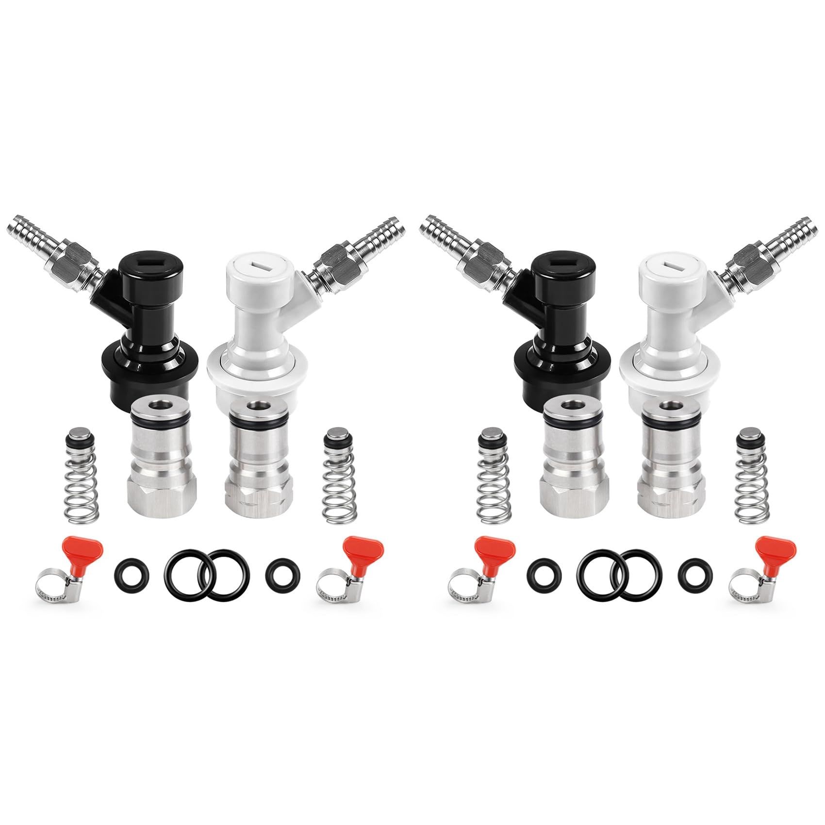 Jnchdghwa 4X Ball Lock Keg Post Quick Disconnect Set,Corny Keg Connectors,Homebrew Stainless Corny Keg Post 19/32-18 Female Thread