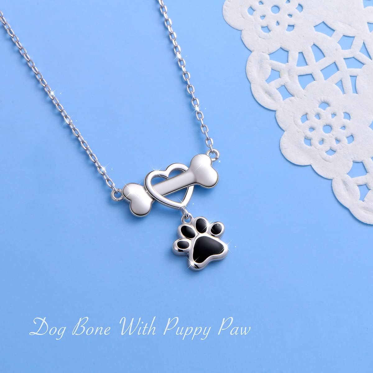 DAOCHONG 925 Sterling Silver Cute Paw Print Pendant Necklace for Women - Image 2
