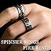 Stainless Steel Band Rings for Men, Fidget Rings for Anxiety for Women, Cool Plain Spinner Ring Set, Black Mens Wedding Band Ring Pack (6)