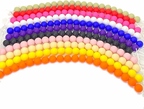 Miniatura 9 de 60 cuentas de silicona, cuentas de silicona de 0.59 pulgadas (0.591 in), cuentas redondas de goma a granel para hacer llaveros, cuentas focales de
