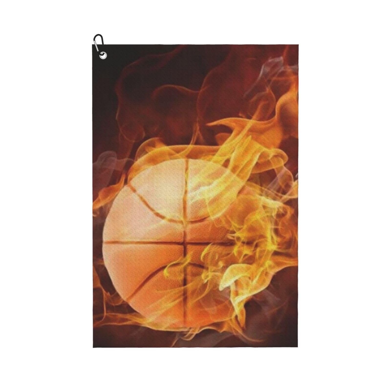 Hnnkloy Basketball Print, 16x24 in Portable Waffle Golf Towels with Carabiner Clip for Golf Bag