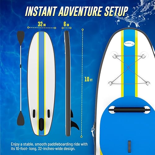 Miniatura 5 de Blue Water Toys Kit de tabla de remo inflable Crossover de pie o kayak bomba, mochila, correa de bobina, paletas, asiento desmontable, límite de SUP