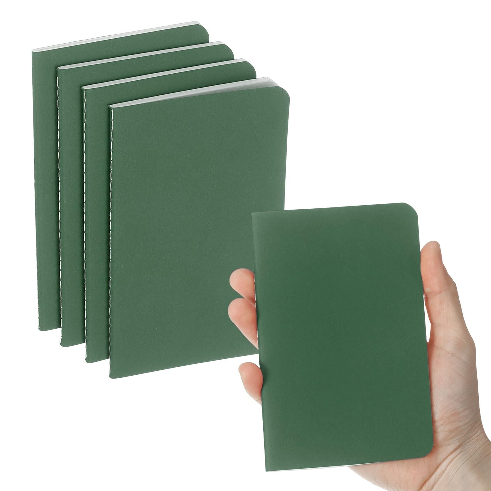PATIKIL 4 Pack A6 Notebook, A6 Journal Mini Notebook Pocket Kraft Memo Notepads Lined Sketchbook Small 3.5x5.5 Inch 30 Sheets for Men Women Office Supplies Purse Travelers, Green Tone