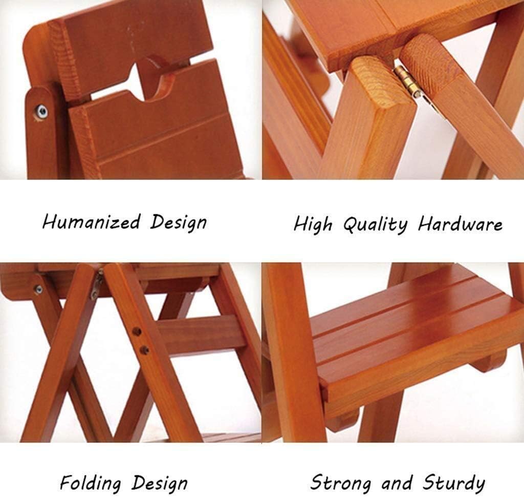 Brown 2 Steps Ladder Stool Multi-Function Home Climbing Wooden Chair Step Stool Indoor Flower Rack Storage Shelf