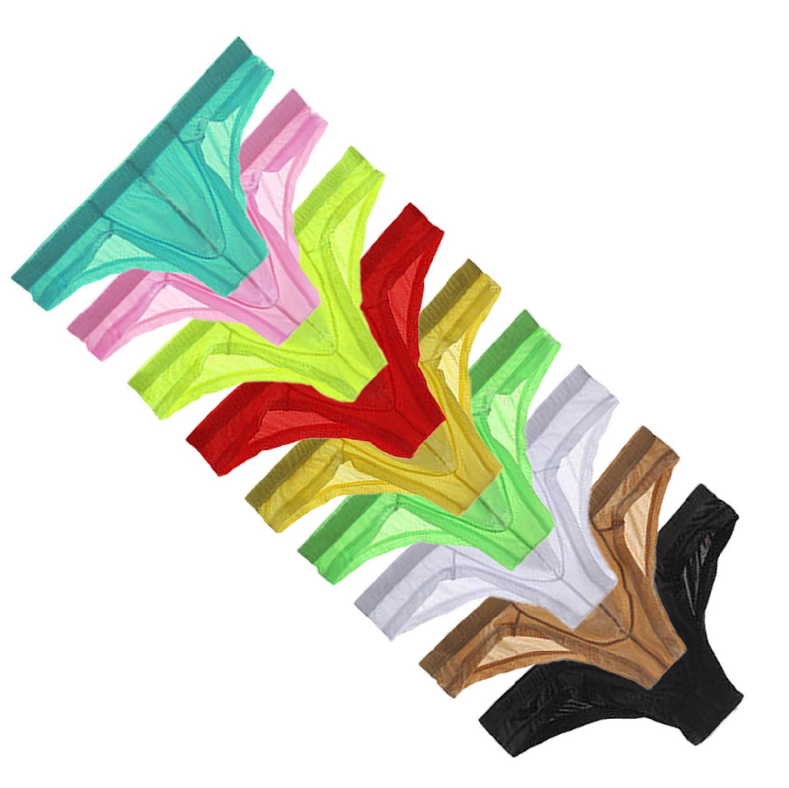 Faringoto Herren-Bikini aus Eisseide, transparent, niedrige Taille, sexy Triangelhose, atmungsaktiv, U-erhöhter Bikini (Multipack)