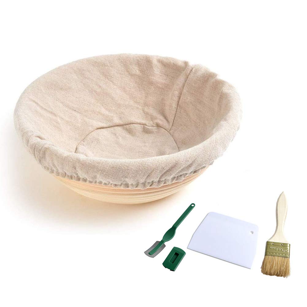 Bread Proofing Basket Banneton Proving Basket, Natural Rattan Professional Sourdough Fermentation Rising, Baking Tools Set for Home Bakers Gift (Round,30 * 9cm)