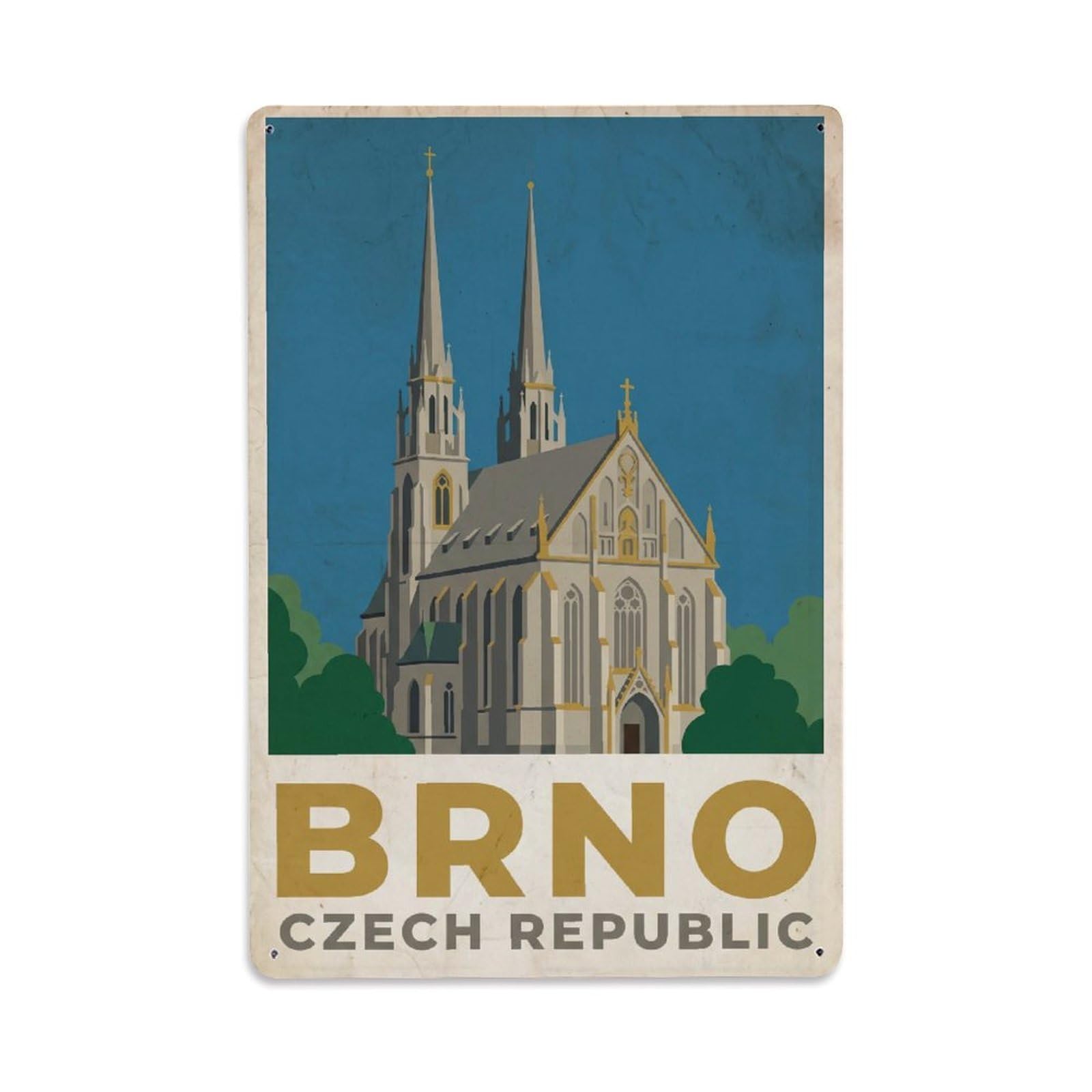 Travel Retro Czech Republic Brno Metal Tin Sign