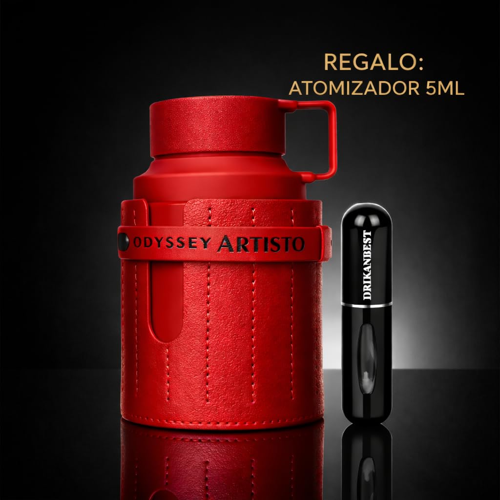 Odyssey Artisto Eau de Parfum Hombre 100 ml | Perfume Árabe Amaderado Dulce | Incluye Atomizador Recargable Drikanbest 5 ml