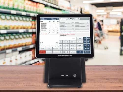 Miniatura 8 de SmartPOS 129 terminal de caja registradora POS con pantalla táctil plana de 15 pulgadas y pantalla frontal al cliente de 15 pulgadas para minoristas