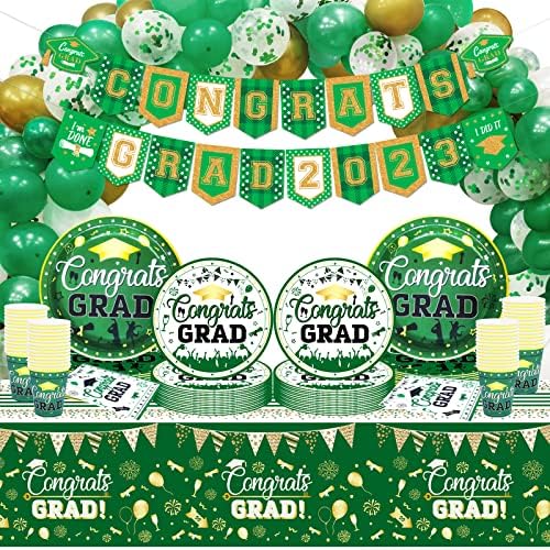 2023 Graduation Decorations Green and Gold Congrats Grad