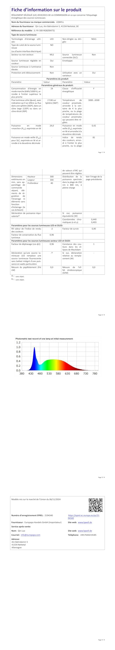 LQWELL® LED Plafoniera Dimmerabile con Telecomando, 24W 2500LM 3000-6500K RGB, Illuminazione da Soffitto Rotonda e Piatta IP44 per Soggiorno Camera da Letto Sala da Pranzo, 300 * 40mm