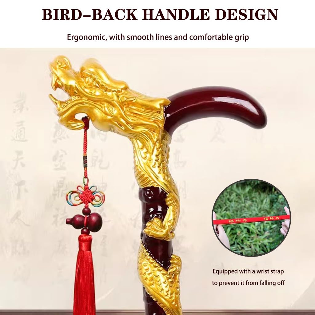 Bastone da Passeggio A Forma di Drago A Spirale Dipinto in Oro, Bastone Ergonomico Antiscivolo per La Mobilità di Uomini E Donne, Portata 90 Kg/198,4 Libbre(82cm(Use Height 156-160cm))