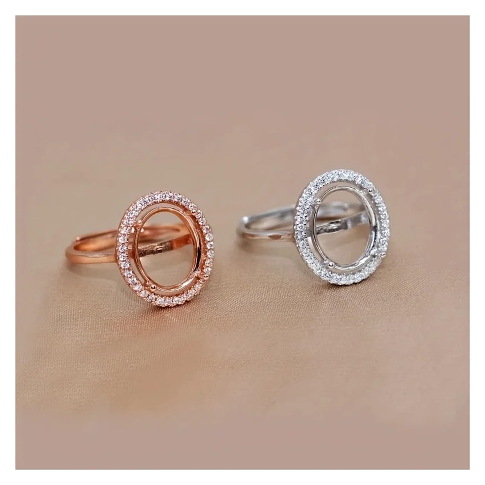 HKVTVCYPYA Anello ovale minimalista classico con strass intarsiati in argento sterling S925 for fai da te