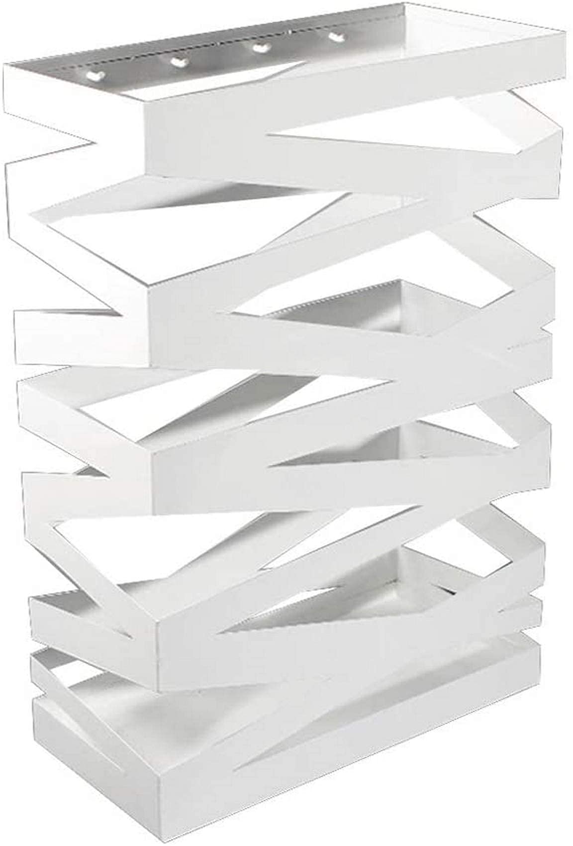 Porte-parapluie métal rectangulaire blanc Rusoof pour éviter les sols mouillés au bureau