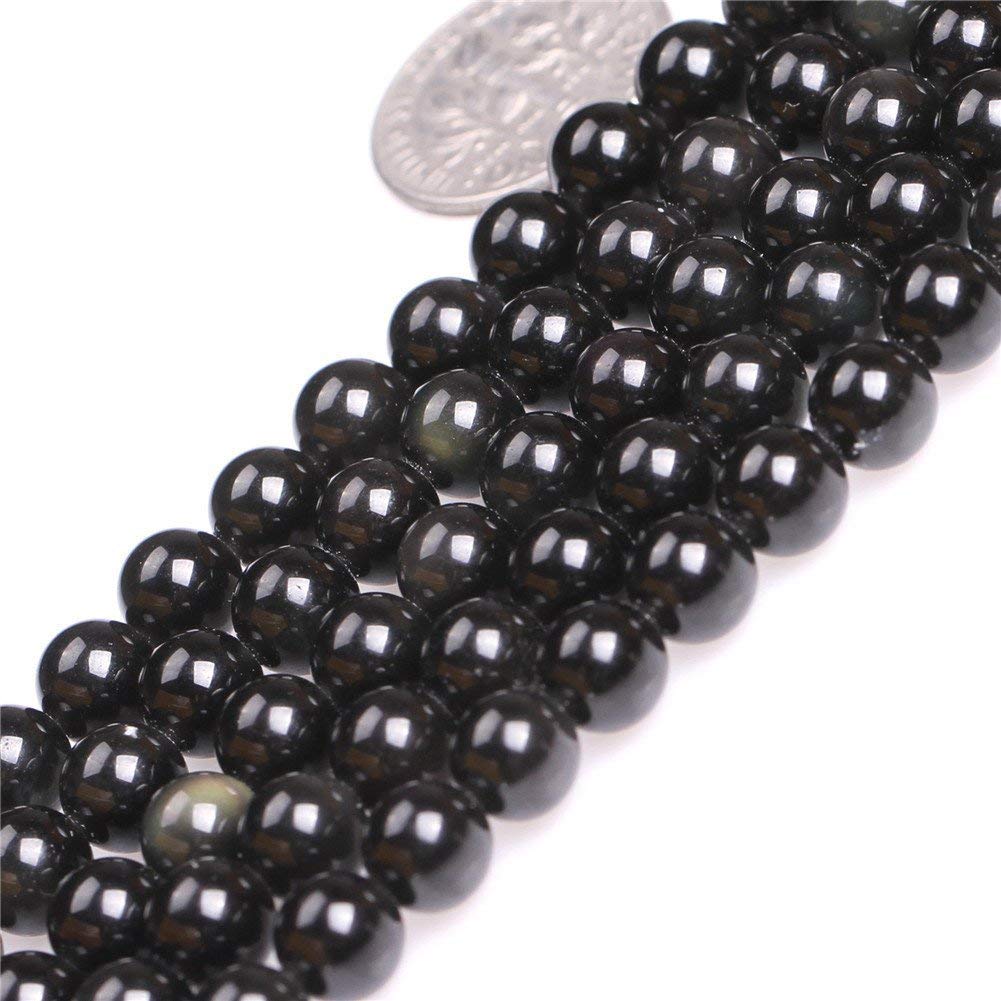 Genuine Golden Obsidian Beads for Jewelry Making Gemstone Semi Precious Stone Round 10mm Strand 15"(36-38pcs) — view 84