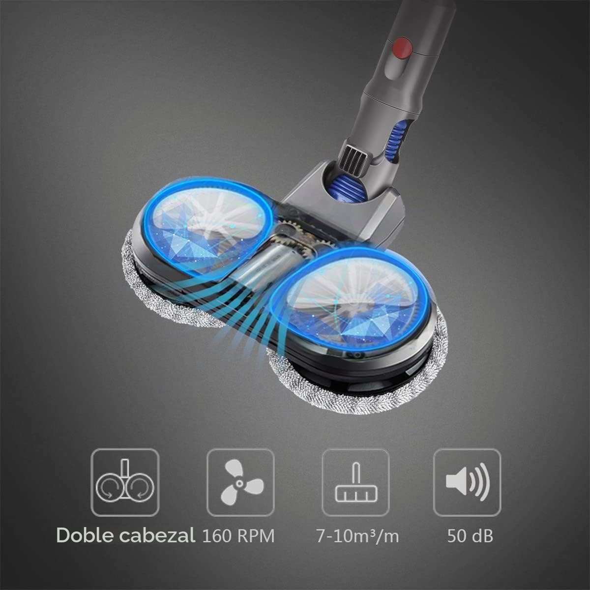 Cabezal de Fregona Eléctrica para Dyson V12/V10 Slim | Cabezal de Trapeador, Tanque de Agua,12 Almohadillas de Trapeador