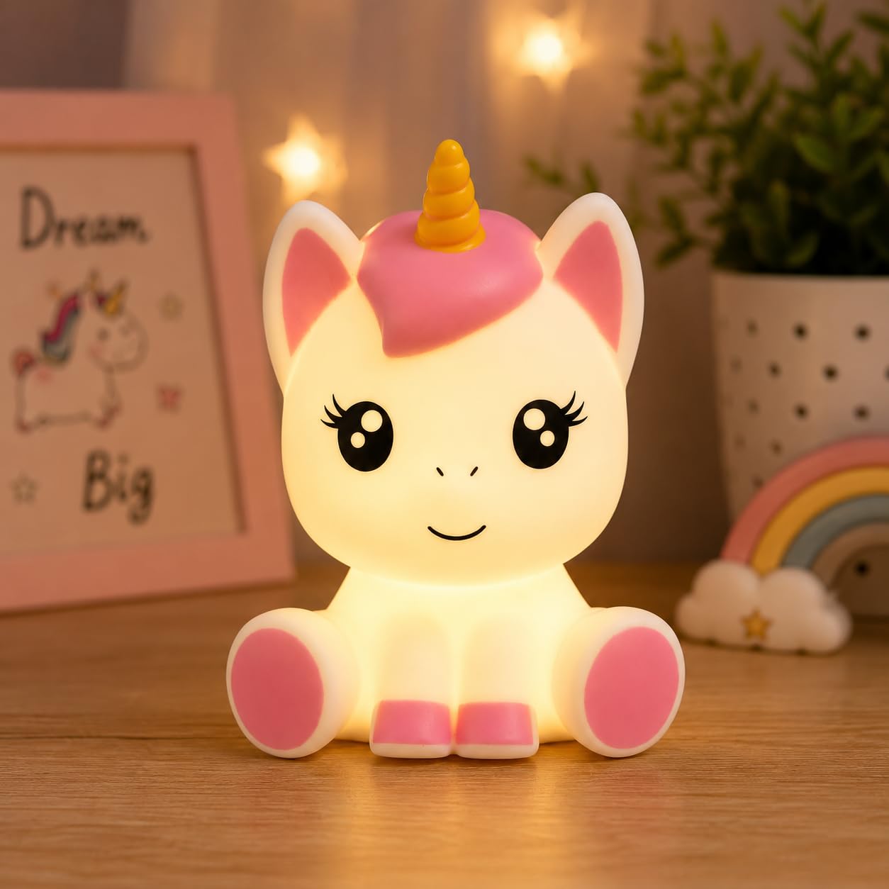 Unicorn Night Lamp for Kids Room, Soft LED Baby Night Light with On/Off Switch, Table Lamp for Bedroom, Nursery Decor for Return Gift (Unicorn)-image-9