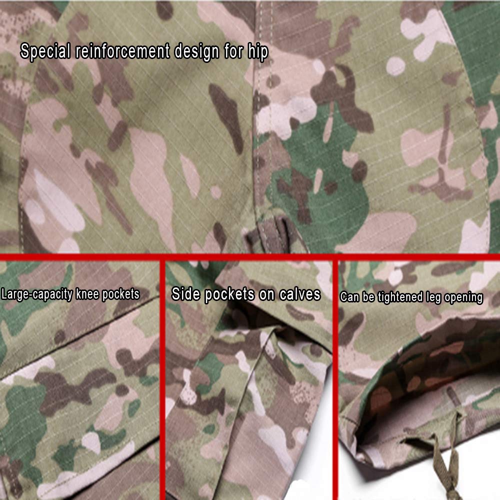 Paintball Airsoft Chasse Armée Fan Costume Tactique Chasse Costume Combat BDU Costume Guerre Jeu Champ Survie Veste Tactique Chemise Commuter Sports De Plein Air Formation Workwear(Hauts + Pantalons)